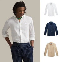 ACHETEZ 1, RECEVEZ 3 — CHEMISE EN LIN CLASSIQUE - Blanc Céramique • Bleu Marine • Beige Côtier / S