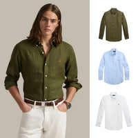 ACHETEZ 1, RECEVEZ 3 — CHEMISE EN LIN CLASSIQUE - Vert Olive • Blanc Céramique • Bleu Classique / S