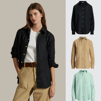BUY 1, GET 3! CLASSIC LINEN SHIRT - Black - Beige - Green / S